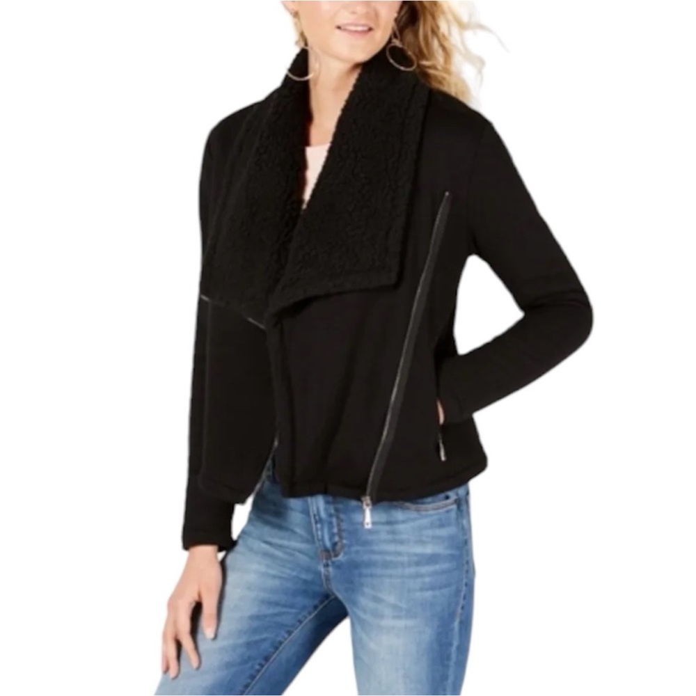 GUESS Asymmetrical Sherpa Lined Jacket
